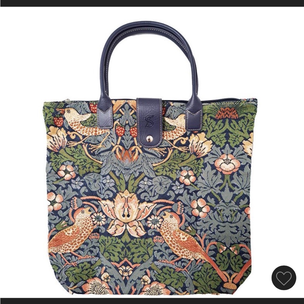 Signature Blue and Green Floral Tote
